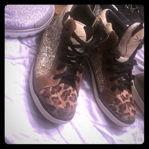 Justice Sparkle Cat High Sneaker Kitty Cat Leopard